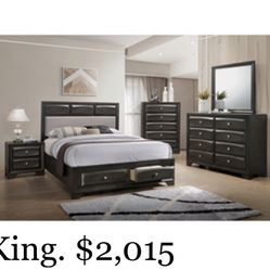 Modern Contemporary King Size Complete bedroom Set. Mattress Sold Separately 