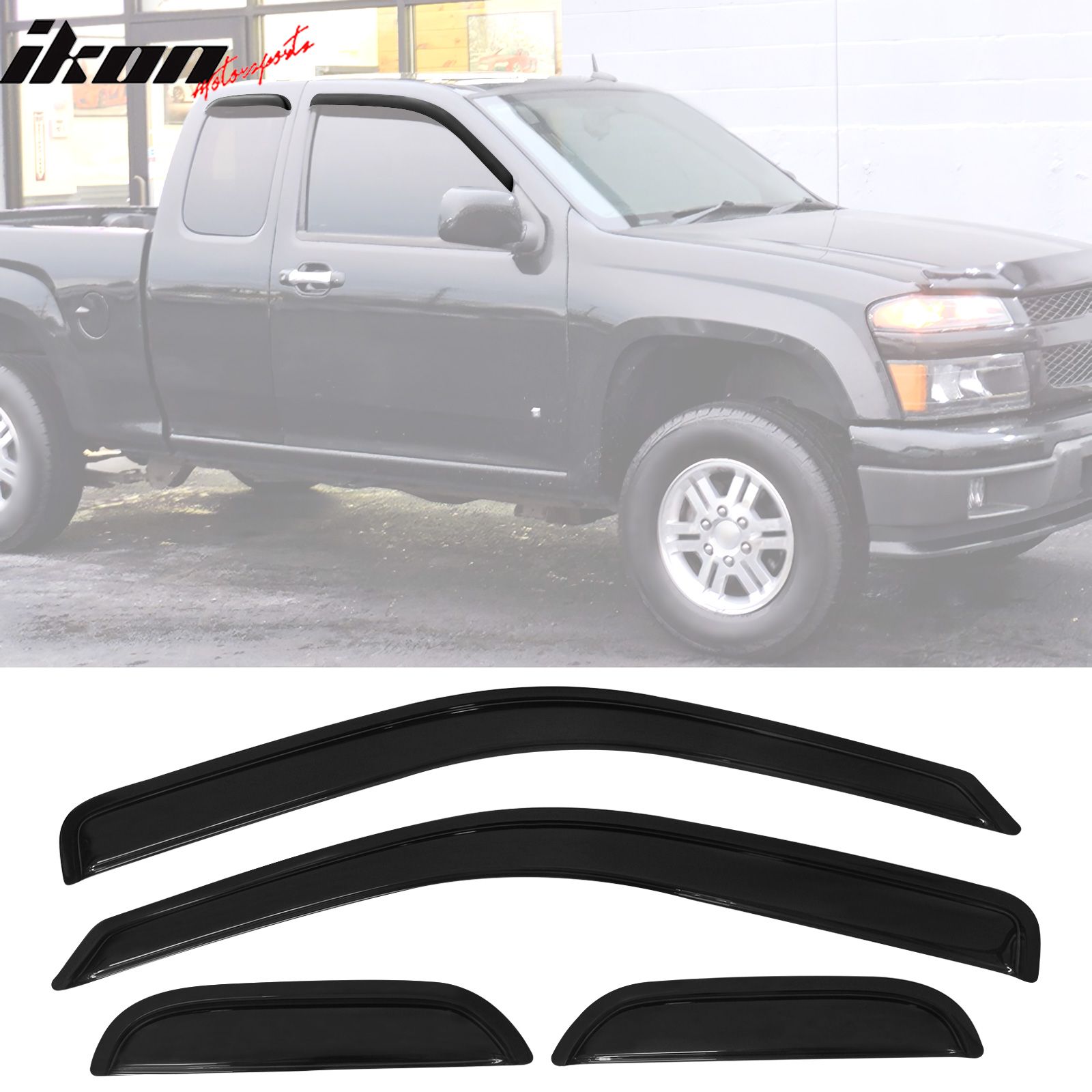 Fits 2004-2012 Chevy Colorado GMC Canyon Extended Cab Window Visors Acrylic 4Pc Set