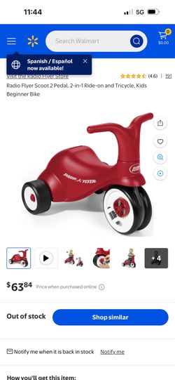 Radio Flyer Scoot 2 Pedal, 2-in-1 Ride-on and Tricycle, Kids Beginner Bike