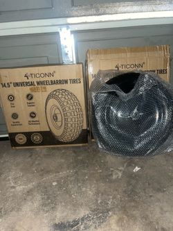 NEW TICONN 14.5" Flat-Free Wheelbarrow Tires (Universal Fit)