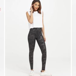 Black Faux Leather Camo Spanx