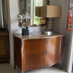 Fabulous Antique Cabinet W Marble Top And Matching Mirror