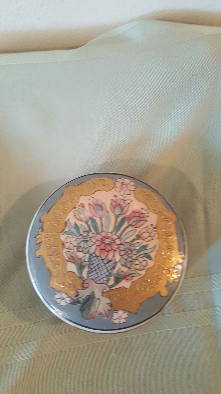 Vintage Japanese Jewelry Trinket Box Ceramic