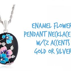 Springtime!🌷 Pretty 'Flowers' Enamel Necklaces w/CZ's, 18"