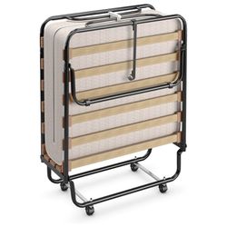 New Folding Bed with Mattress for Adults, Rollaway Guest Beds w/Memory Foam Mattress & Metal Frame