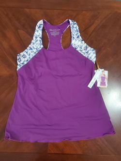 DENISE CRONWALL MOSAIC PRINT RACERBACK TOP,  VIOLET SIZE M