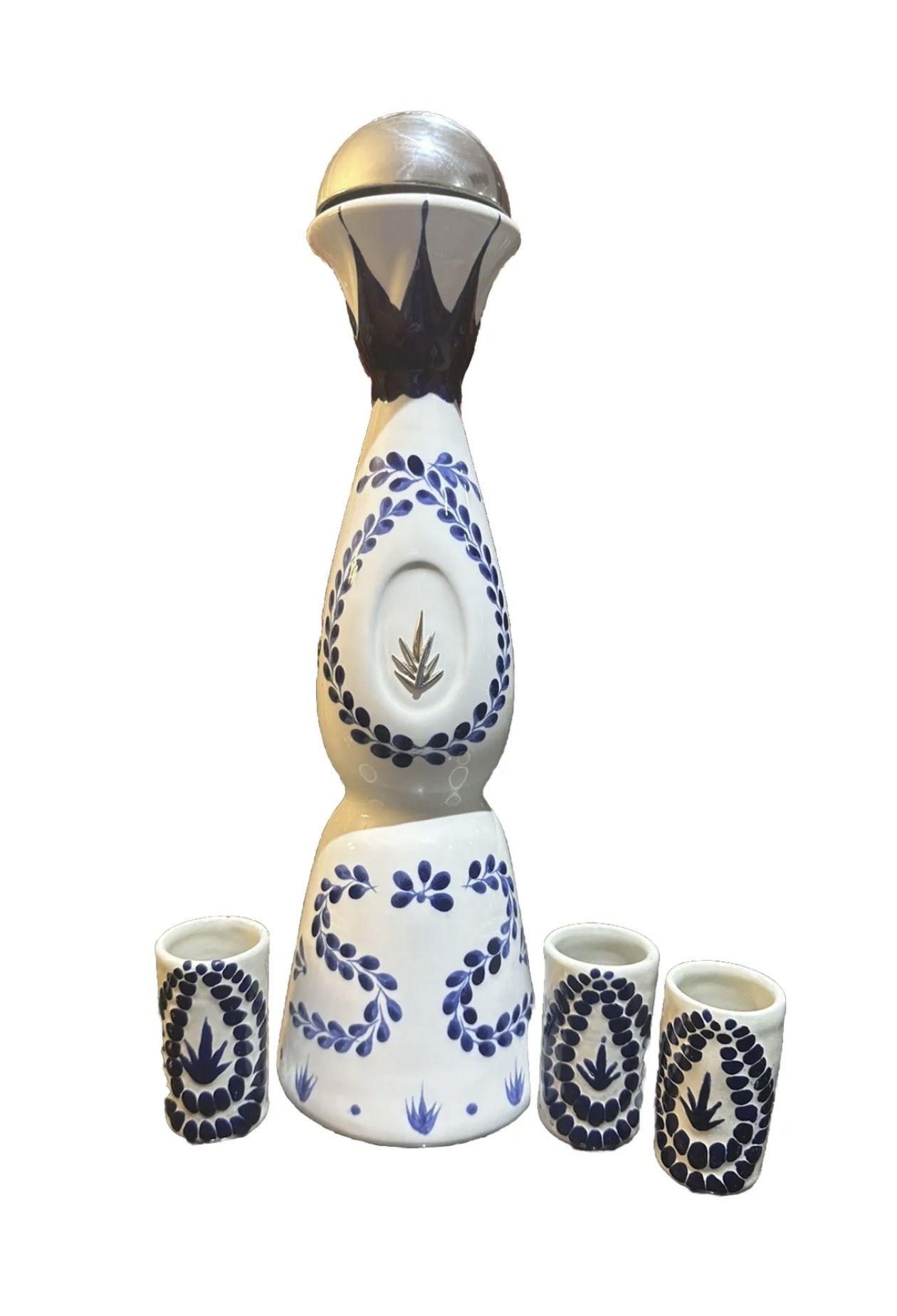 Empty Bottle of Class Azul Reposado Tequila 750 ml With Clase Azul Shot Glasses