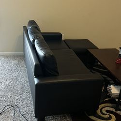 Black Leather  Sectional Couch