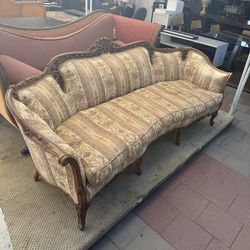 Delivery Is Available Victorian-Style Carved Walnut Couch With Damask Pattern Upholstery $790 OBO!
