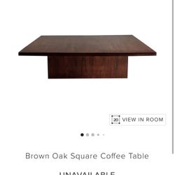 RH Inspired Brown Custom Oak Coffee Table