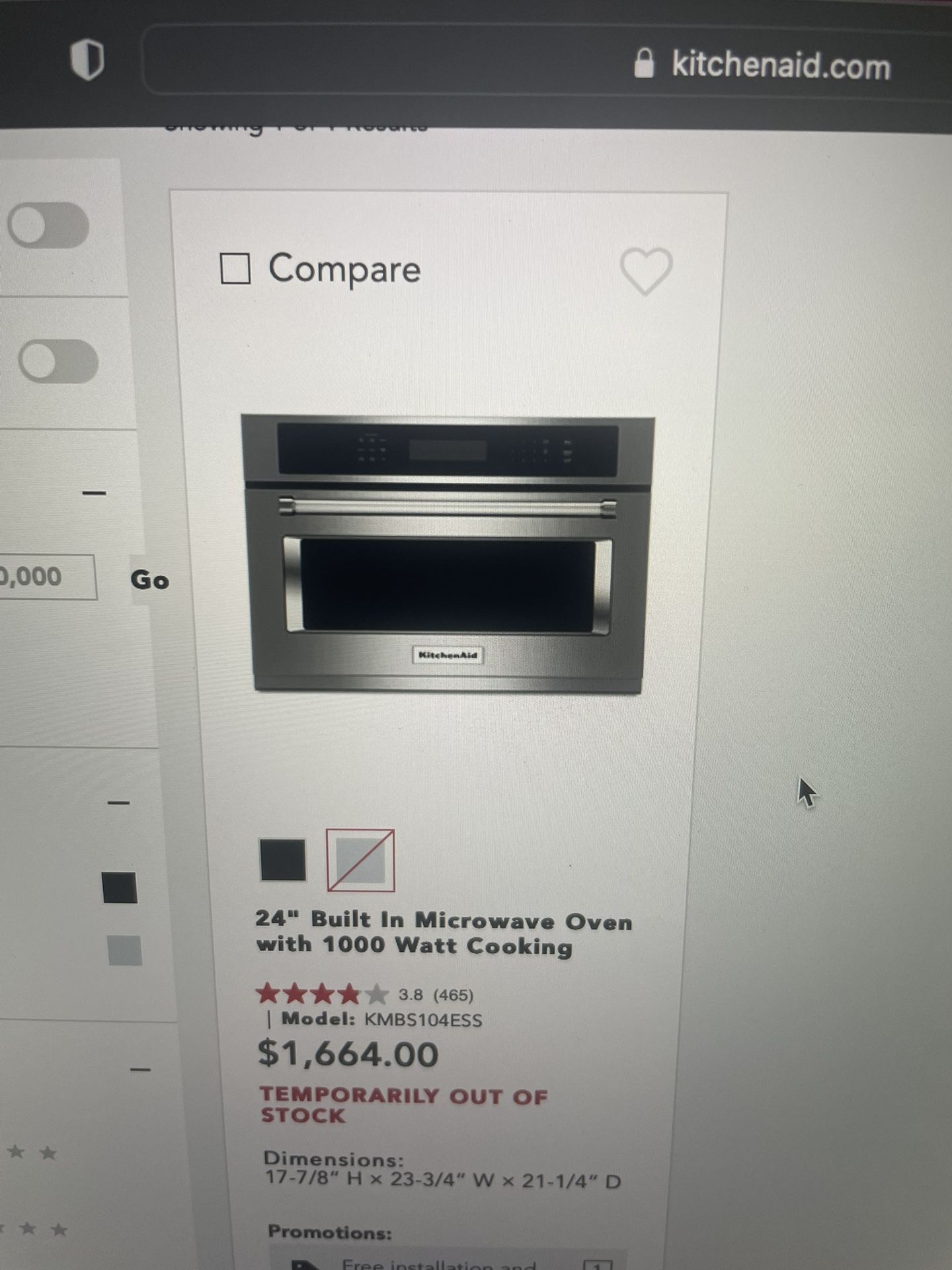 Brand New 24” Built in Microwave Oven with 1000 Watt