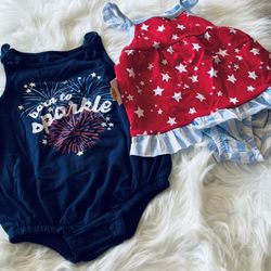 New! Cat & Jack Patriotic Romper & 2PC Outfit Set *0-3 Months & 6-9 Months 