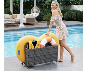 New, outdoor poolside float storage