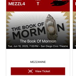 TONIGHT - Tickets To Book Of Mormon (June 10th) At 7pm 