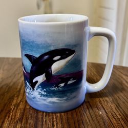 Otagiri Japan Killer Whale Hand Painted Collectible Ceramic Coffee Mug Vintage