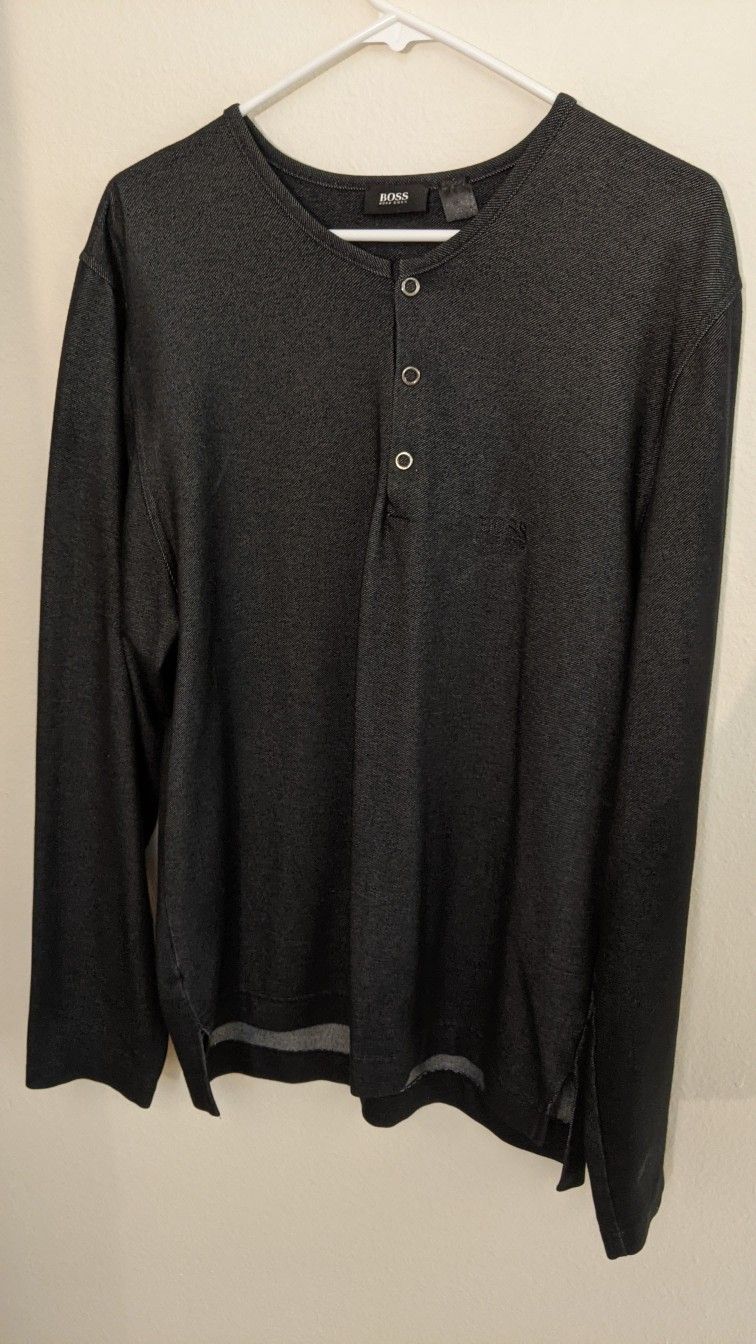 Hugo boss long sleeve 3 button pullover shirt XL size - $90