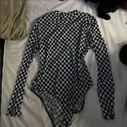 Checkered Bodysuit Plus Size