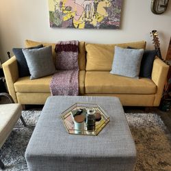 Couch, Ottoman, and Decorative Pillows