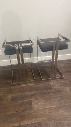 Stainless steel trimmed Gray barstools