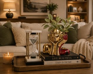 Golden decode prices: one vase comes with the greenery and sand clock.