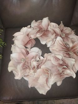 Pink flowery door wreath