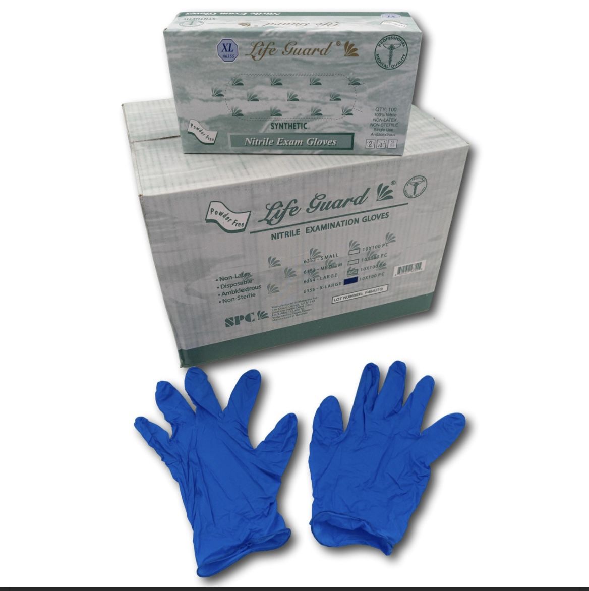 Lifeguard 6350 Nitrile Exam PF Soft Medical Gloves, Color: Blue - 10 Boxes