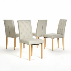 Homy Casa Douro Tufted Dining Chair Set of 4 in Fabric, Gray
