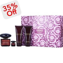 Versace Crystal Noir. Eau De Parfum Set. 4 Pieces gift set for women.