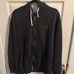 Black polo ralph lauren zip up red logo used size XXL