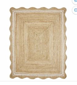 Scallop Jute Rug with stripe detail 8x10