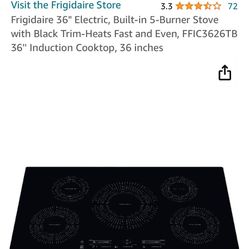 Cook Top.. 36inch Induction Black Cook Top New 