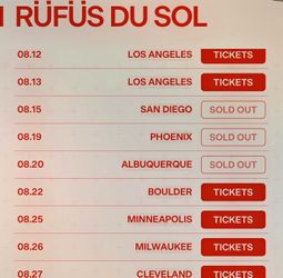 🎟️ 2 R 2 RÜFÜS DU SOL Tickets 🎟️ Phoenix • Sec 108 • $800 OBO