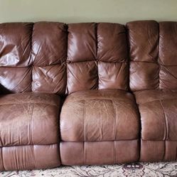 Leather Couch With Free Love Seat