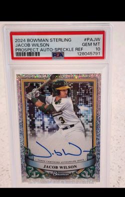 2024 Bowman Sterling Speckle Refractor Jacob Wilson 99/99 Auto RC BOOKEND PSA 10