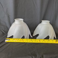 Fair Of vintage Tulip Shaped frosted glass lampshade,