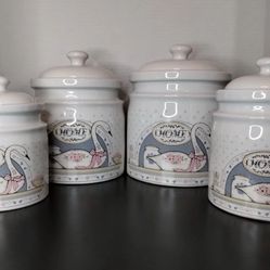 1980’s country geese swan goose ironstone canister set