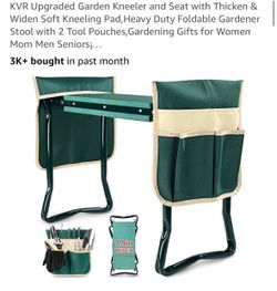 KVR Upgraded Garden Kneeler and Seat with Thicken & Widen Soft Kneeling Pad, Heavy Duty Foldable Gardener Stool with 2 Tool Pouches, Gardening Gifts f