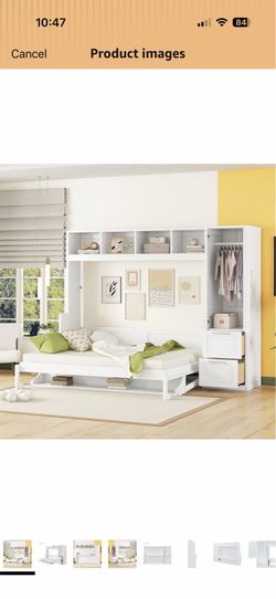 White murphy bed