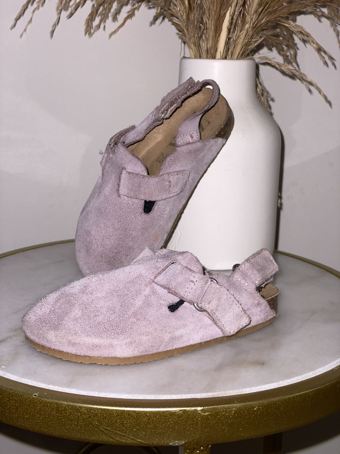 Purple Leather Suede Clogs