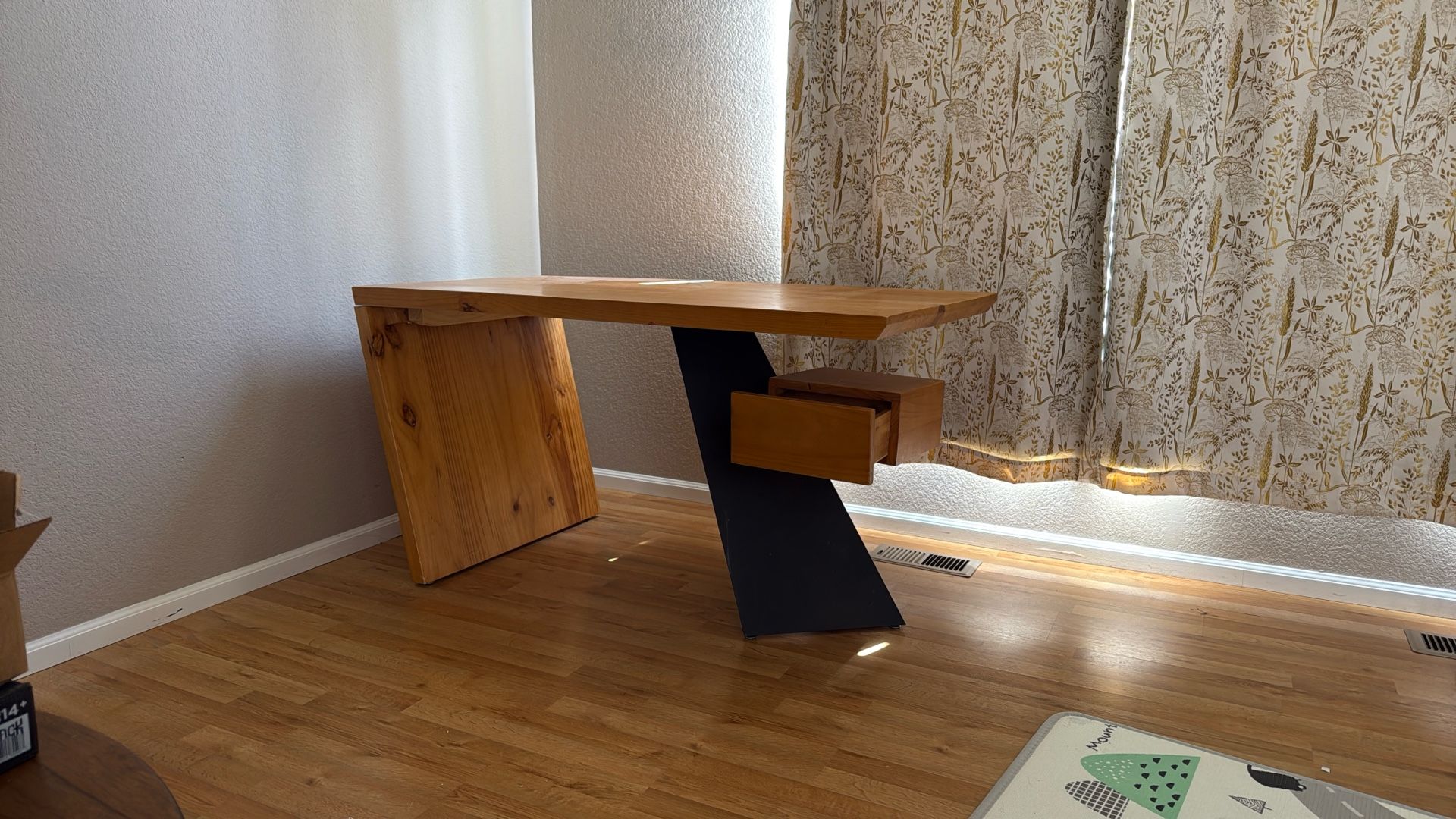 Modern Asymmetrical Desk – Custom Wood & Steel Statement Piece