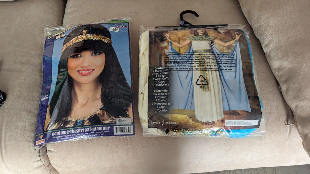 Cleopatra Costume And Wig With Free Mask, Eyelash, Eyelids