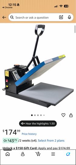 Fancierstudio Digital Heat Press 15 x 15 Sublimation Rhinestone Heat T-Shirt Machine15x15 B/BLK