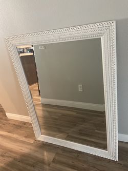 Large Wall Mirror White Ornate Frame