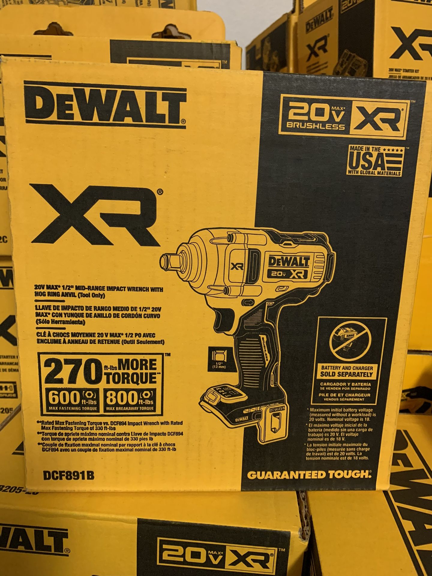 DeWalt DCF891B 20V MAX XR Li-Ion 1/2" Mid-Range Impact Wrench (Tool Only) 