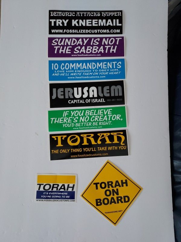 Fossilized Customs Bumper Stickers Decals Lot Of 8 - Religious - Torah - Sabbath