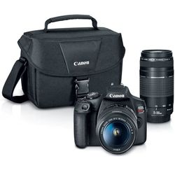 Canon EOS Rebel T7 DSLR Camera|2 Lens Kit with EF18-55mm + EF 75-300mm Lens, Black