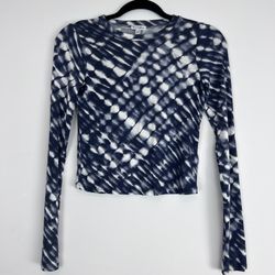 NEW | LOVE, FIRE | Tie Dye Long Sleeve Tee White Indigo Blue XS