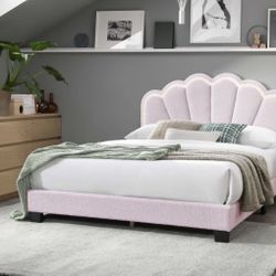 $0 Down!  Boucle Bed Frame With LED Light 