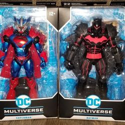 MacFarlane dc multiverse superman unchained armor 
Batman HellBat Suit (rare)
