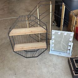 Vanity Mirror, Pillows, Coffee Table, Shelves, Fan, Trash Can, Pots And Pans 